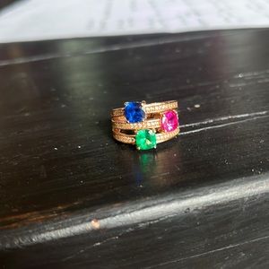 Rose gold multicolor square cut ring